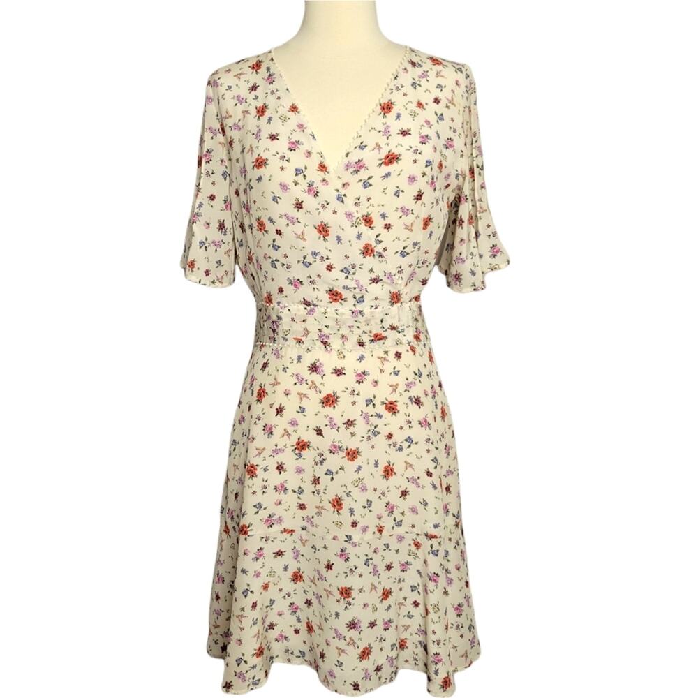 The Kooples Mixed Print Floral 100% Silk Dress White Size Small New With Tag